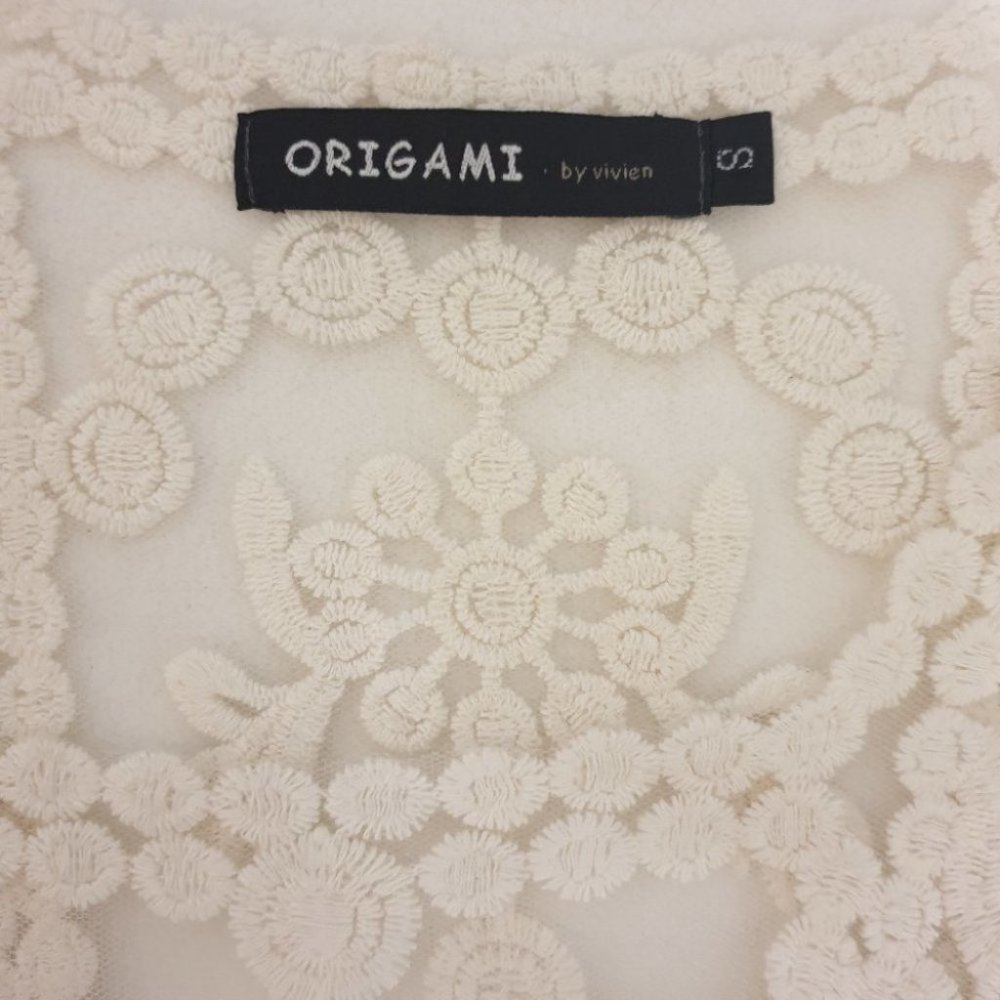 Origami by vivien AU-S White Lace Long-sleeve Blouse Top - Picture 4 of 8